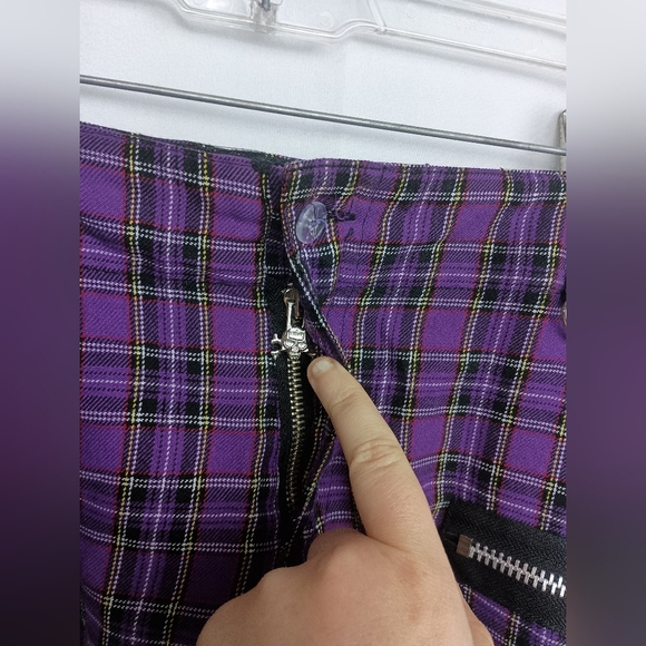 TRIPP NYC Purple Black Plaid Capris Zipper Punk,Goth,Grunge,Gorpcorp(#1,568) - Picture 7 of 11